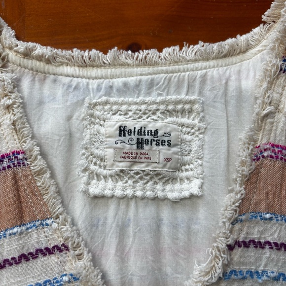 Anthropologie Holding Horses Size XSP Elira  Earth Tone Striped Tunic Dress - Picture 7 of 9